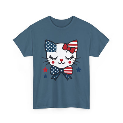 Patriotic Cat Women's Tee, Cute Cat Shirt, Women's T-Shirt, July 4th Outfit, Independence Day Gift, Animal Lover Apparel