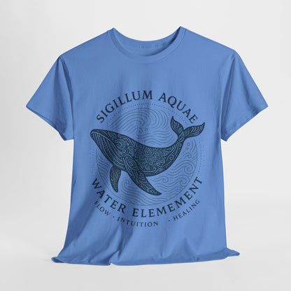 Water Element Whale Tee, Sigillum Aquae Symbol, Flow Intuition Healing, Spiritual Ocean Totem Tee, Nature Energy Shirt, Mindfulness Fashion