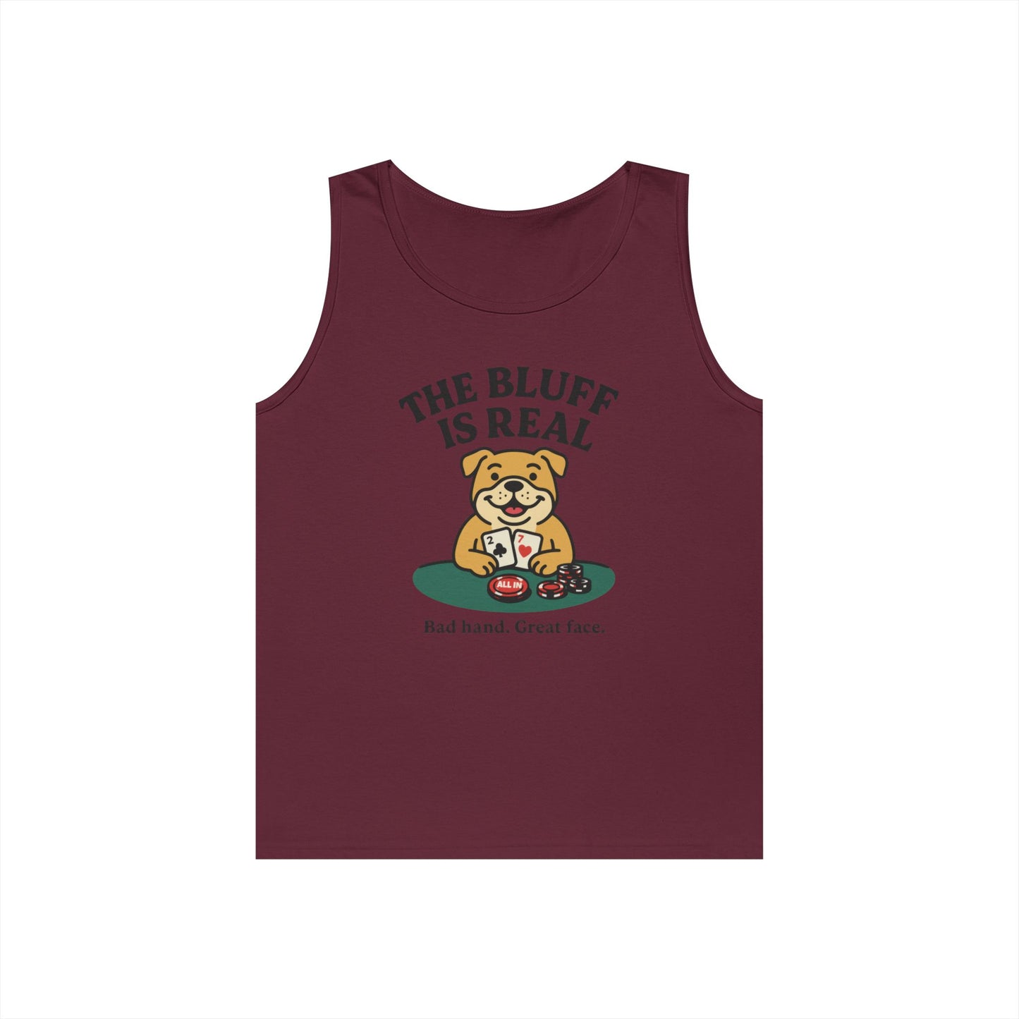 Funny Dog Poker Tank Top, The Bluff is Real Tee, Animal Lover Gift, Unisex Casino Humor Gift, Poker Night Apparel, Cute Pet Humor T-Shirt