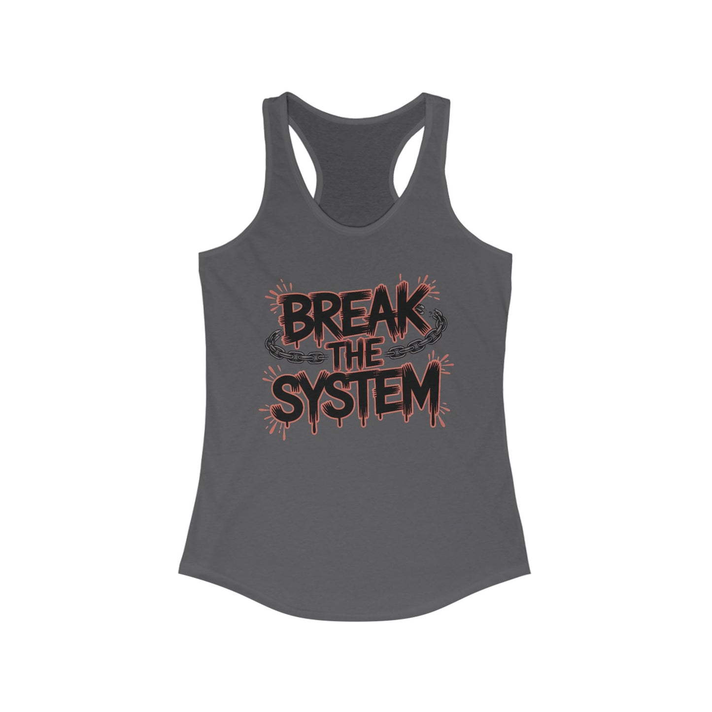 Women's Ideal Racerback Tank, Break the System Tank Top, Graphic Protest Muscle Tee, Streetwear Activist Summer Top