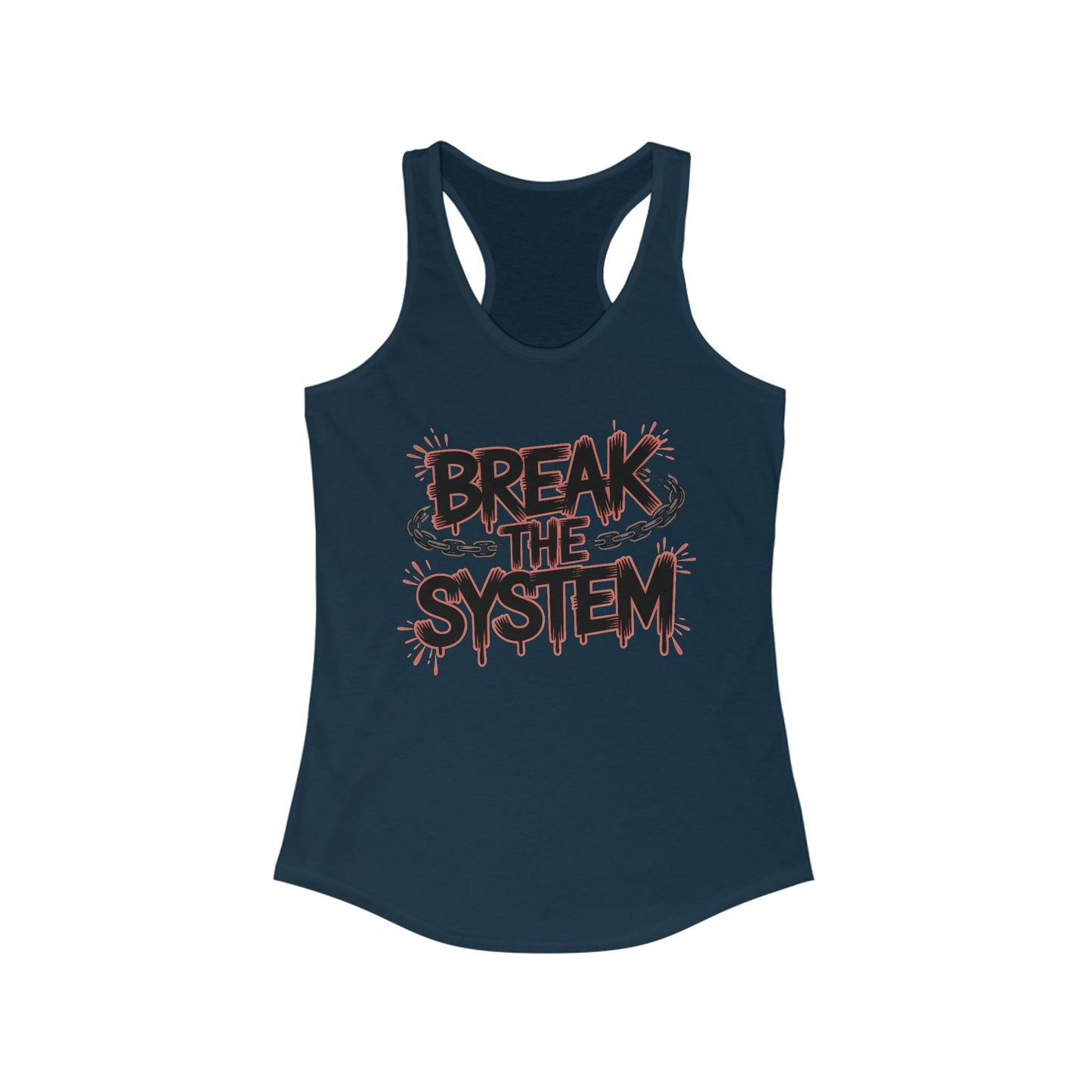 Women's Ideal Racerback Tank, Break the System Tank Top, Graphic Protest Muscle Tee, Streetwear Activist Summer Top