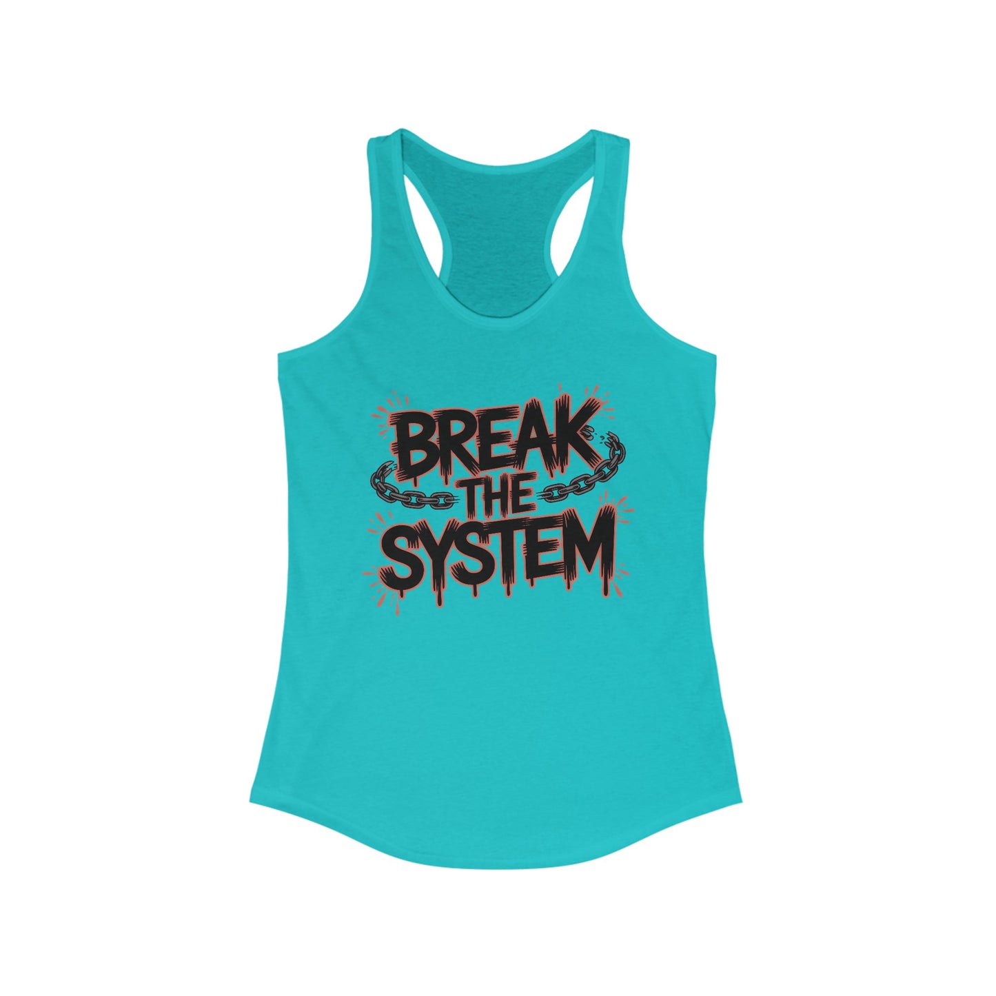 Women's Ideal Racerback Tank, Break the System Tank Top, Graphic Protest Muscle Tee, Streetwear Activist Summer Top