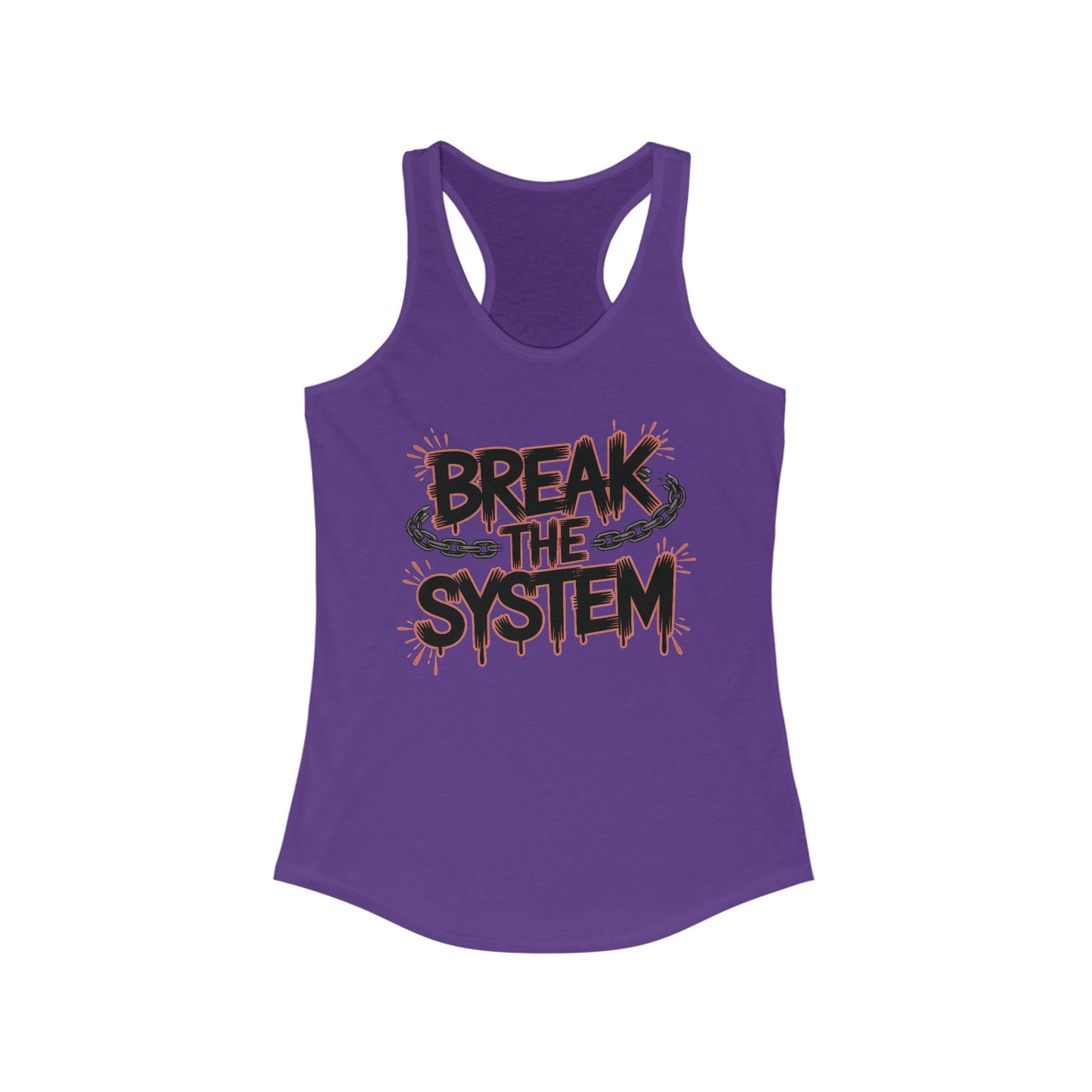 Women's Ideal Racerback Tank, Break the System Tank Top, Graphic Protest Muscle Tee, Streetwear Activist Summer Top