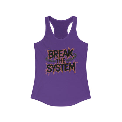 Women's Ideal Racerback Tank, Break the System Tank Top, Graphic Protest Muscle Tee, Streetwear Activist Summer Top