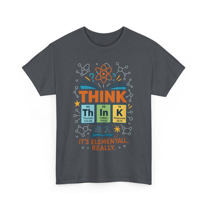 Funny Mens Science T-Shirt, THINK Element Periodic Table Shirt, Smart Geek Nerd Tee for Him, Ideal for Science Lovers, Geeky Apparel