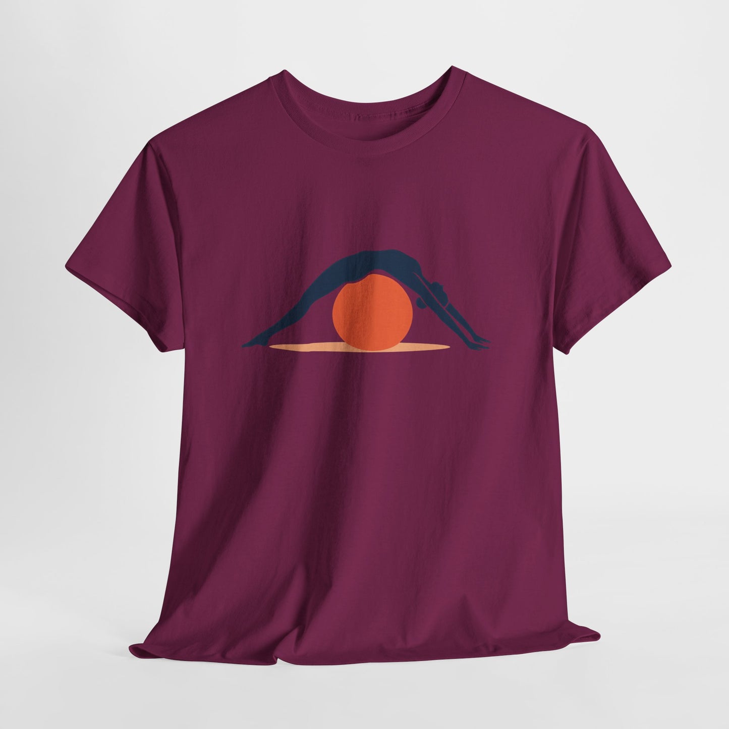 Womens Heavy Cotton Tee, Womens Pilates T-Shirt, Yoga Fitness Graphic Tee, Workout Gym Activewear Top