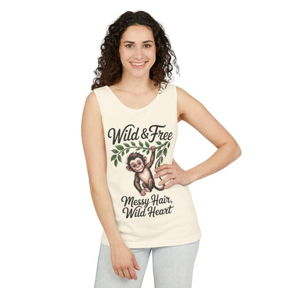 Wild & Free Monkey Tank Top, Messy Hair Wild Heart Womens Tank, Cute Jungle Animal Shirt, Boho Adventure Tank, Fun Nature Lover Gift