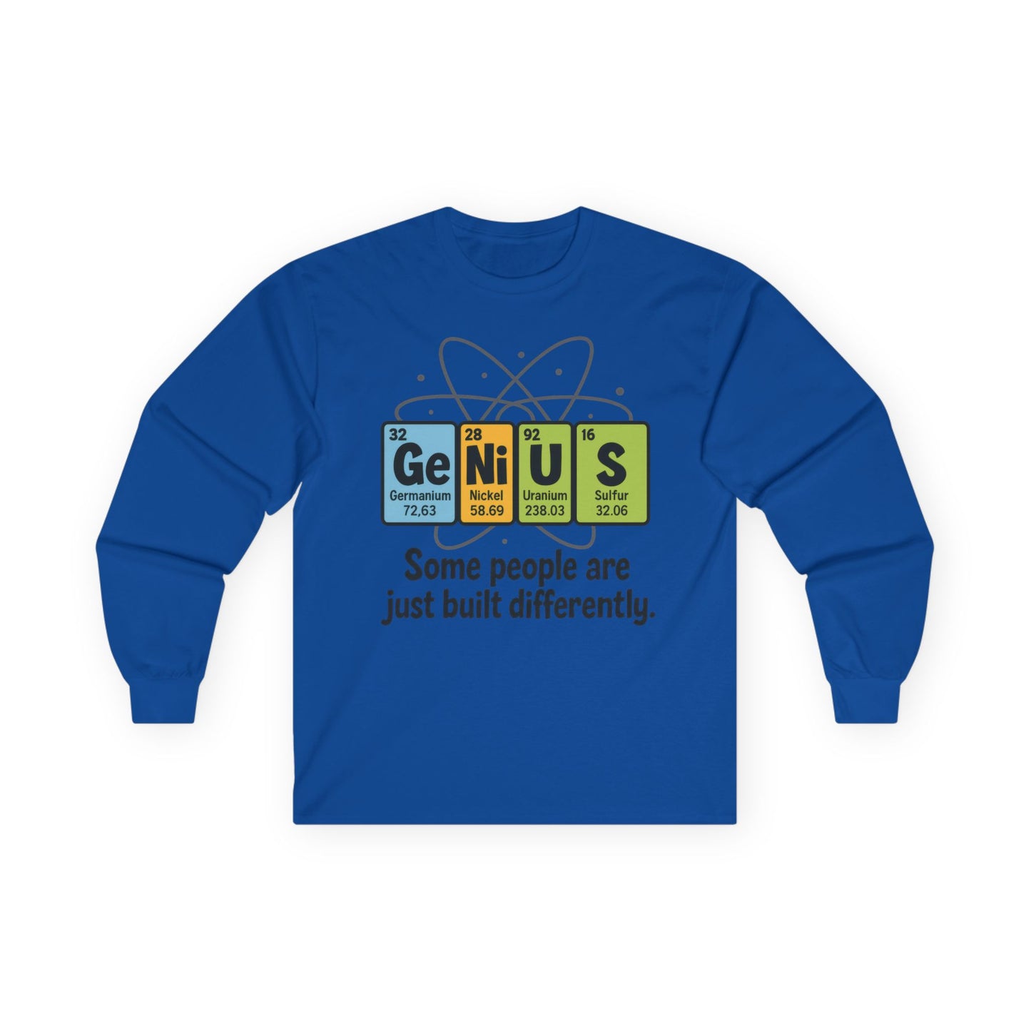 Funny Genius Long Sleeve Tee, Periodic Table Nerd Tee, Science Humor Tee for Smart Guys, Unisex Gift, Science Shirt, Nerdy Fashion