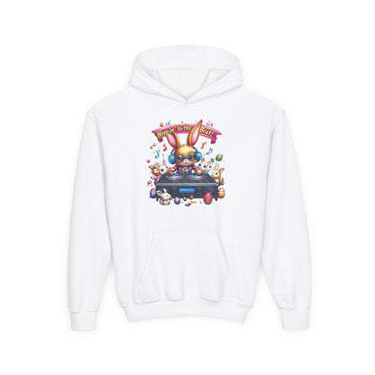 DJ Bunny Easter Hoodie for Kids - Fun Music Bunny Graphic, Hoppin' to the Beat Design, Cool Spring Sweatshirt, Easter Gift for Youth