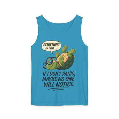 Mens Funny Turtle Graphic Tank Top, Summer Apparel, Gift for Animal Lovers, Beach Day Essentials, Mens Casual Wear, Relaxed Vibes