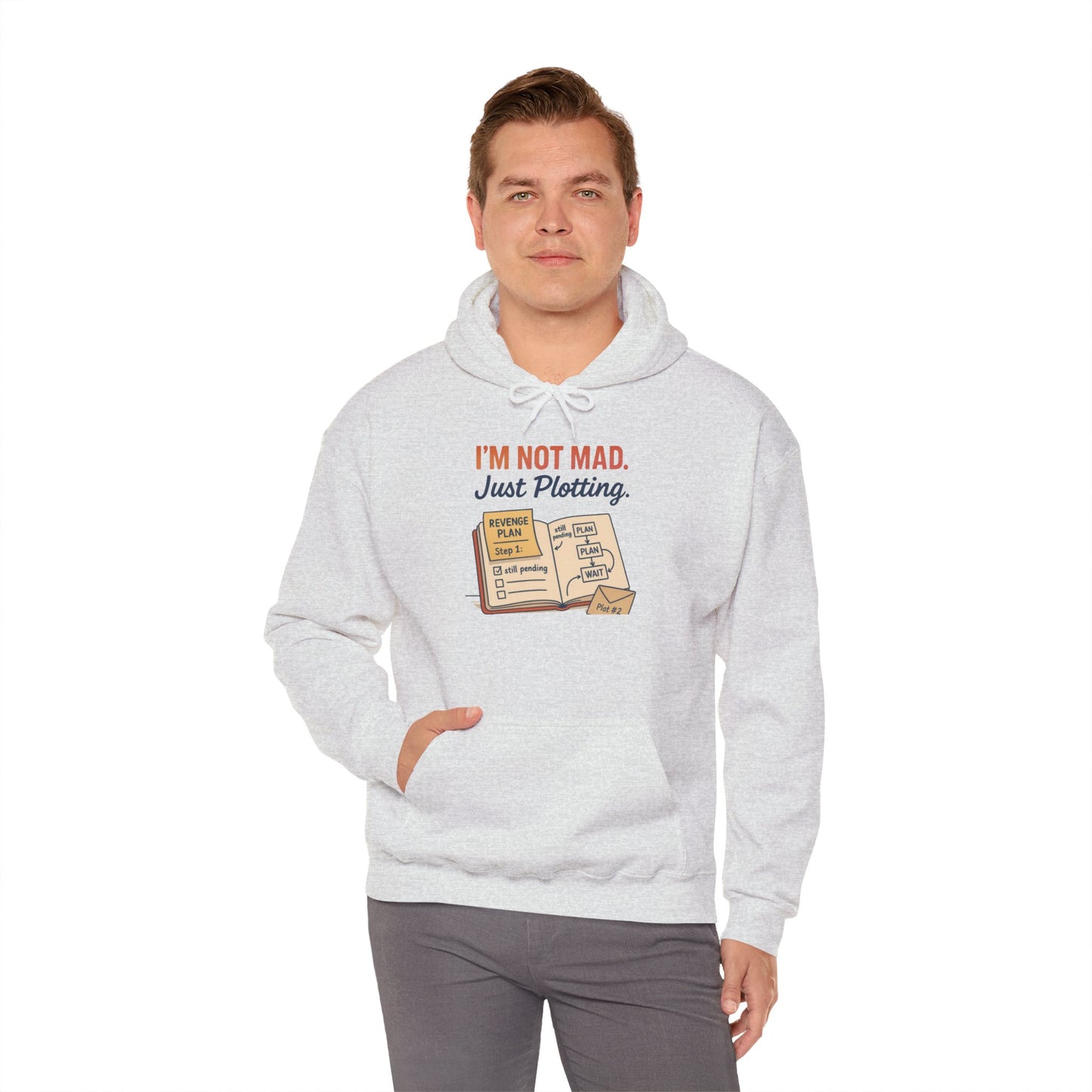 Funny Revenge Hoodie for Men, I'm Not Mad Just Plotting, Passive Aggressive Humor Sweatshirt, Funny Planning Hoodie