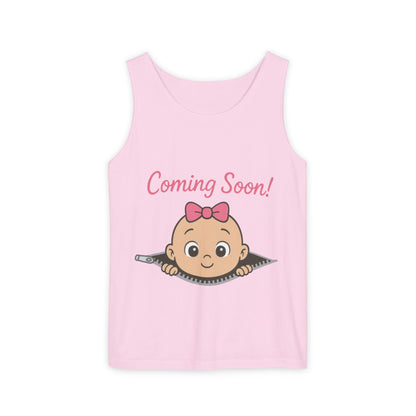 Coming Soon Maternity Tank Top, Cute Baby Girl Pregnancy Announcement Shirt, Expecting Mom Gift, Gender Reveal Tee, Baby Shower Gift