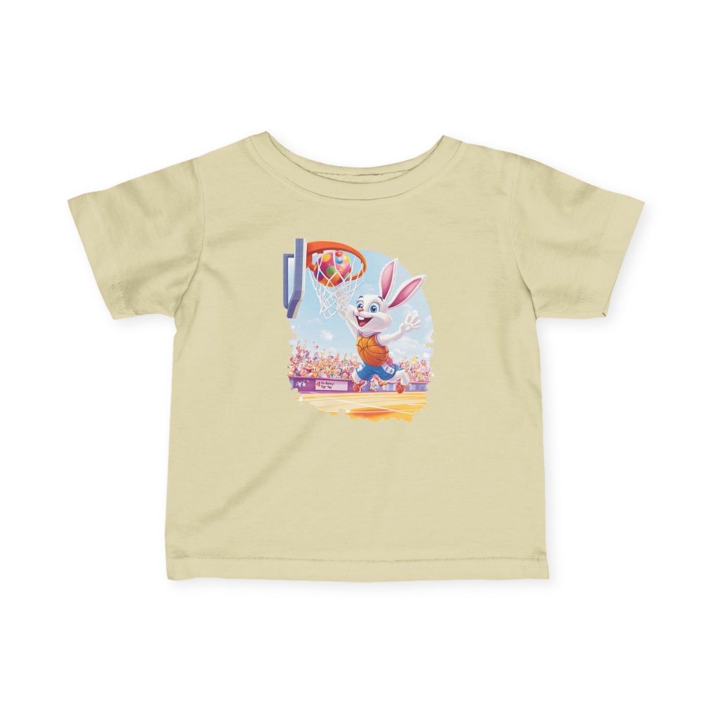 Easter Basketball Bunny Infant Tee - Cute Bunny Dunking Egg Ball, Fun Spring Sports Shirt for Babies 6-24 Months, Easter Gift Idea