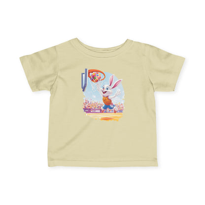 Easter Basketball Bunny Infant Tee - Cute Bunny Dunking Egg Ball, Fun Spring Sports Shirt for Babies 6-24 Months, Easter Gift Idea