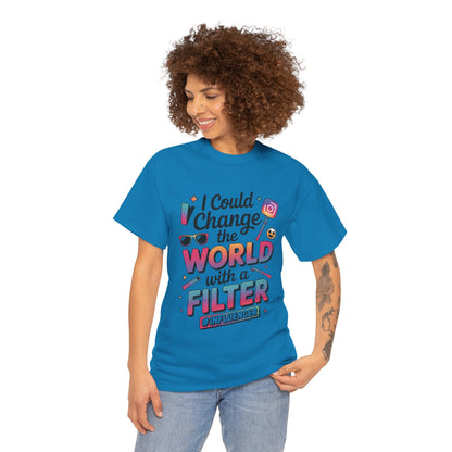 Womens Heavy Cotton Tee, Womens Influencer T-Shirt, Funny Social Media Graphic Tee, Cute Trendy Top