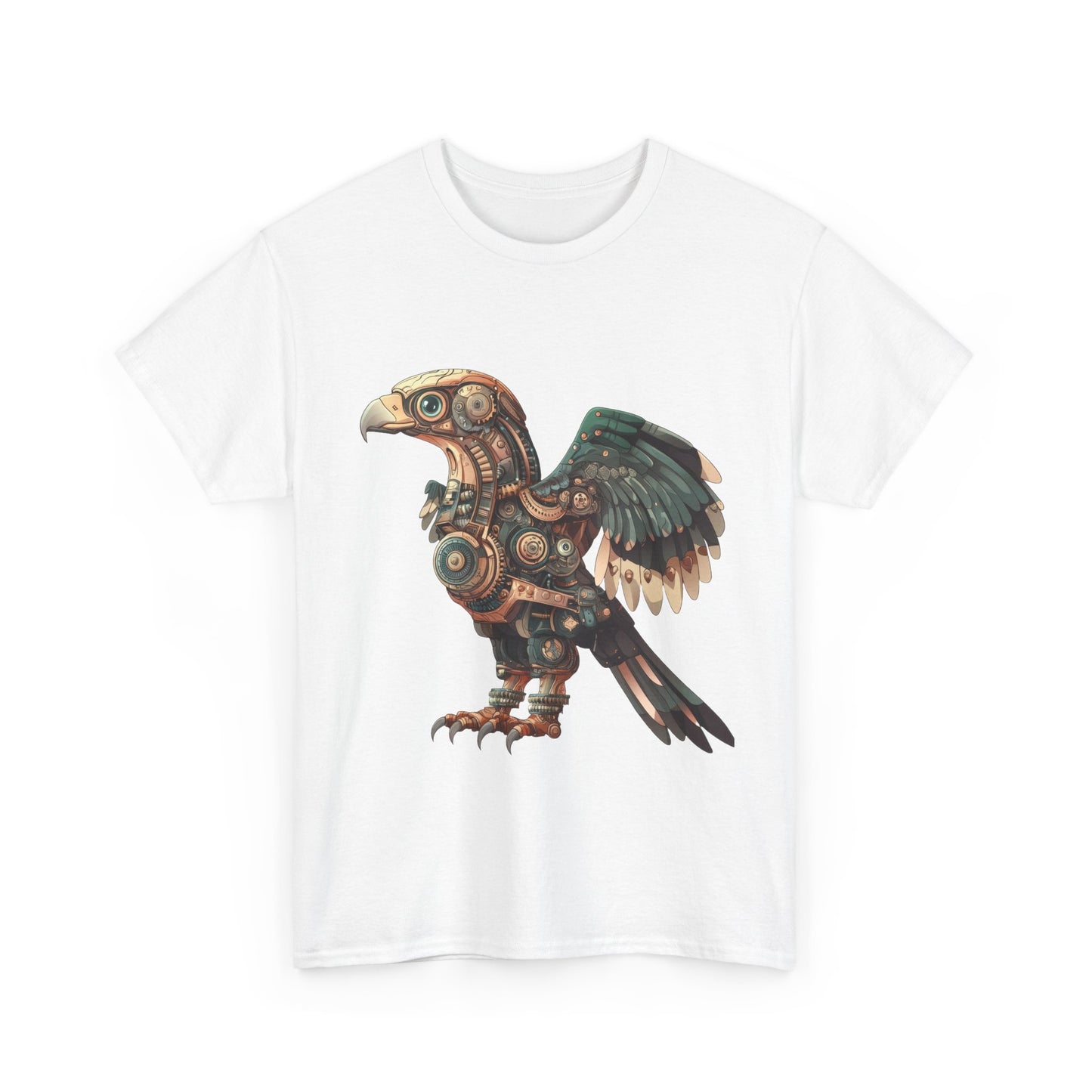 Steampunk Eagle Mens Tee, Cotton Tee with Mechanical Bird Design, Vintage Graphic Shirt, Gift for Bird Lovers, Unique Art Apparel
