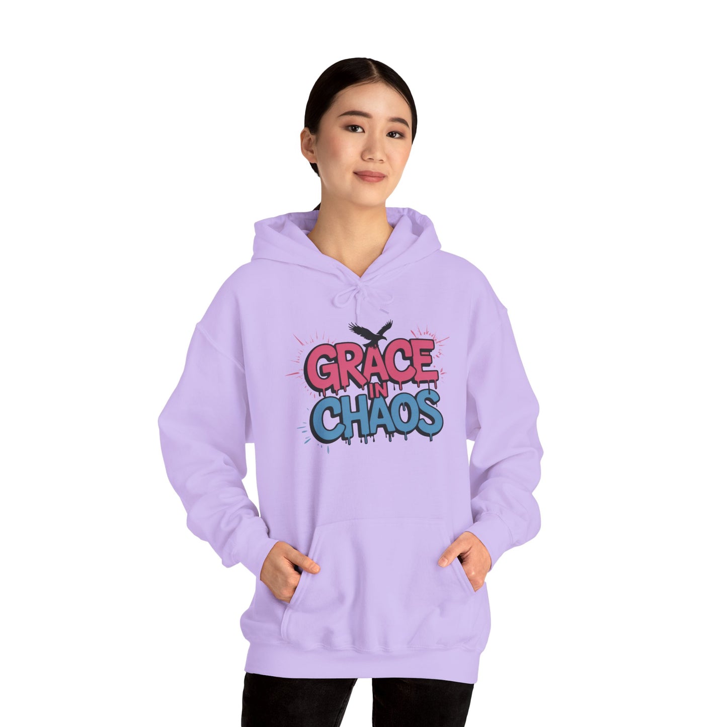 Women's Hoodie Grace in Chaos, Graffiti Dripping Street Art Urban Hoodie, Bold Graphic Pullover