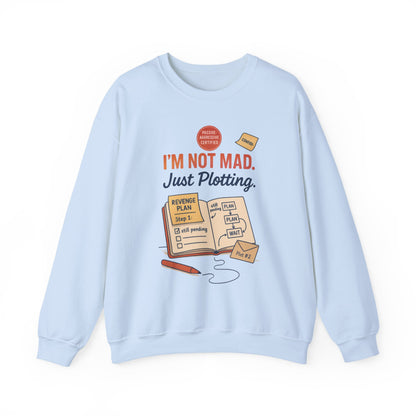 Funny Women's Revenge Sweatshirt, I'm Not Mad Just Plotting, Passive Aggressive Sarcastic Crewneck for Her, Funny Plotting Sweatshirt