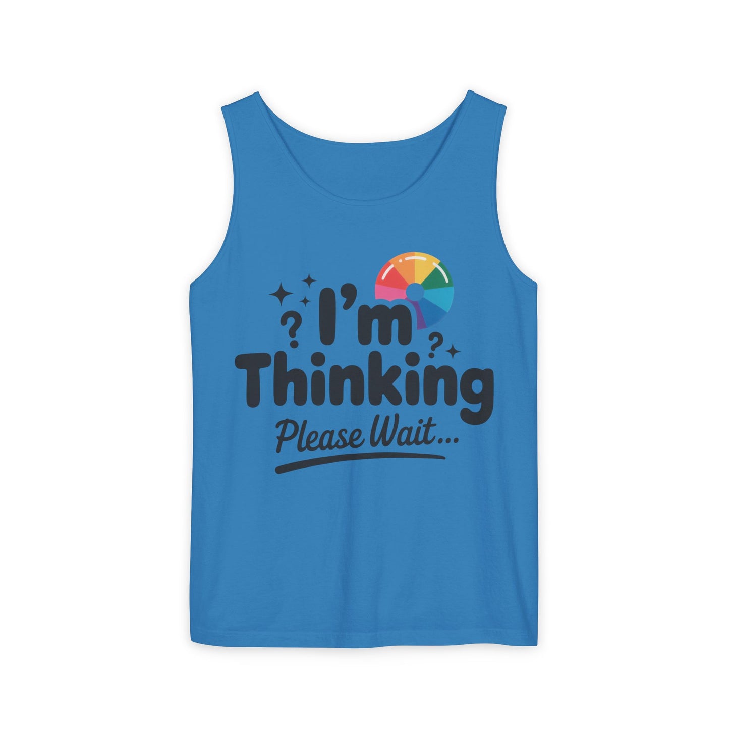 Funny - Im Thinking Please Wait - Mens Tank Top, Cute Geeky Gift for Introverts, Programmers, Designers, Fun Humor Shirt, Gift for Adults