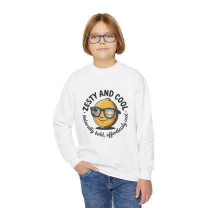 Zesty and Cool Youth Crewneck Sweatshirt, Casual Kidswear, Trendy Youth Fashion, Gift for Birthdays, Fun Daily Wear, Summer Vibes