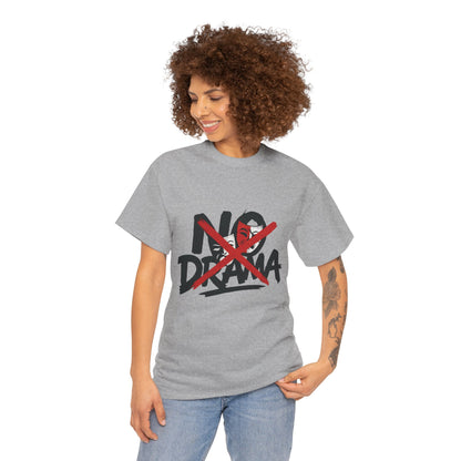 No Drama Unisex Heavy Cotton Tee, Casual Shirt, Gift for Friends, Relaxed Fit, Comfort Wear, Everyday Style