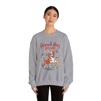 Proud Dog Mom Crewneck Sweatshirt, Pet Lover Gift, Dog Mom Apparel, Animal Lover Clothing, Gift for Dog Moms, Puppy Paw Rainbow Print