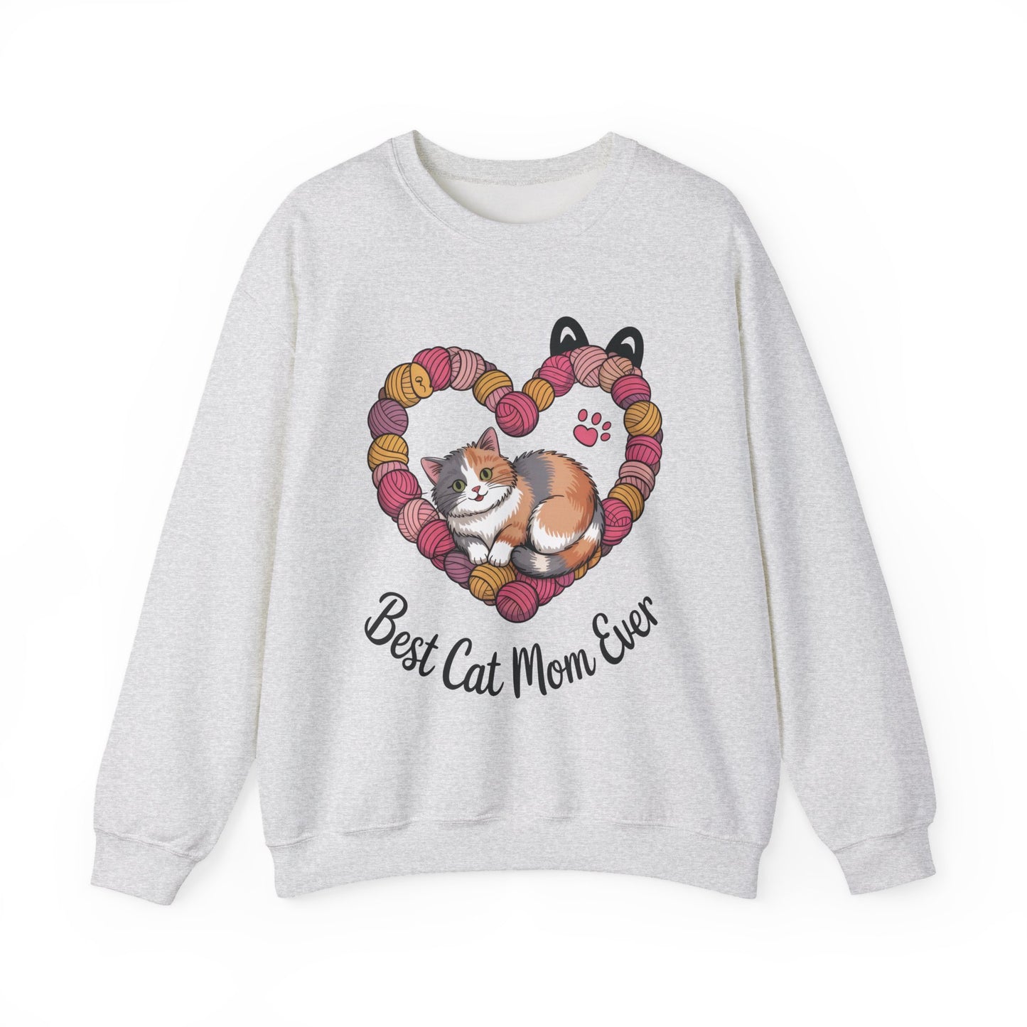 Best Cat Mom Ever Sweatshirt, Cozy Cat Lover Gift, Mother's Day Apparel, Pet Owner Sweatshirt, Cute Gift for Cat Moms, Yarn Themed