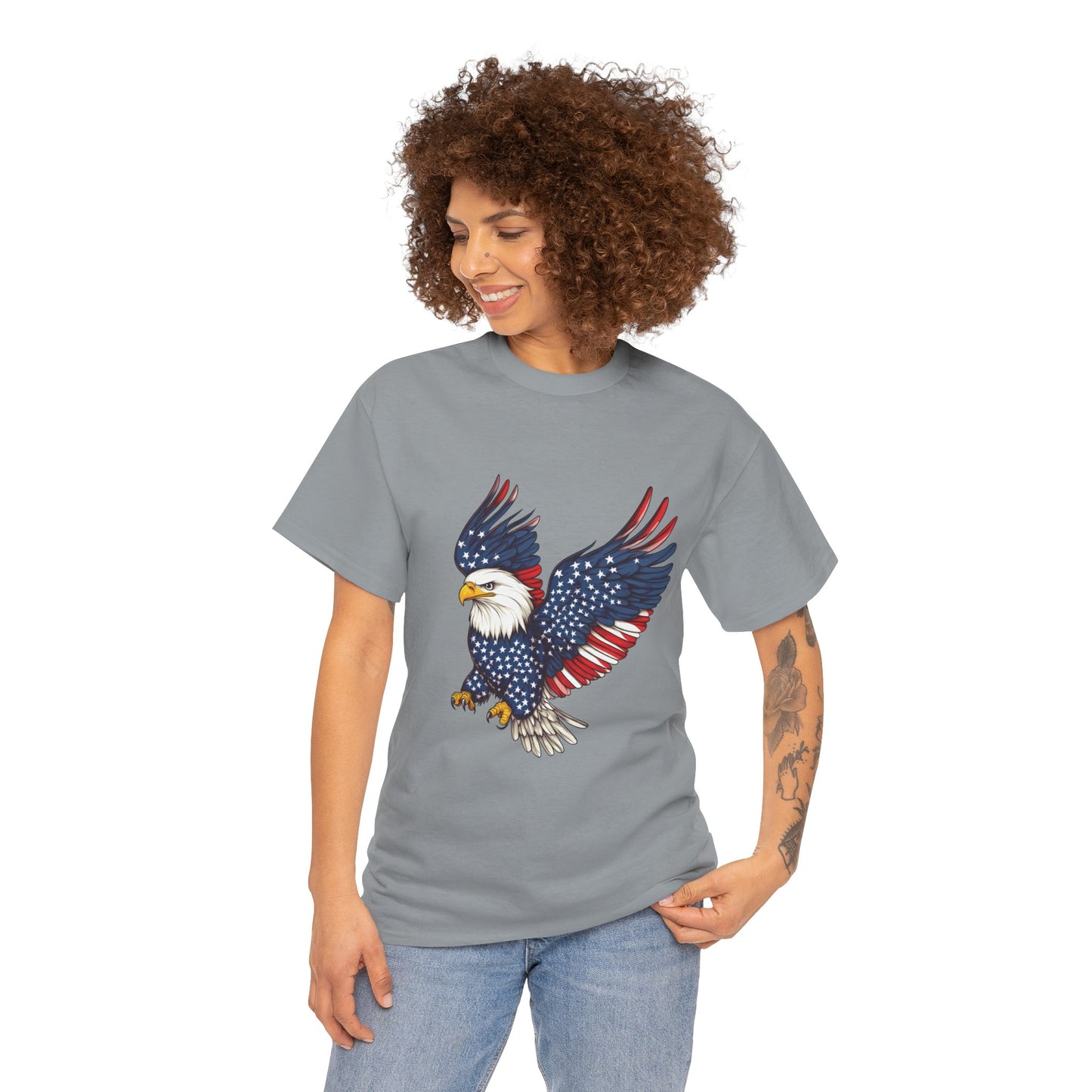 Patriotic Eagle Tee | Unisex Heavy Cotton T-Shirt for Independence Day, Memorial Day, Veterans Day, Gift for Nature Lovers, Casual Wear