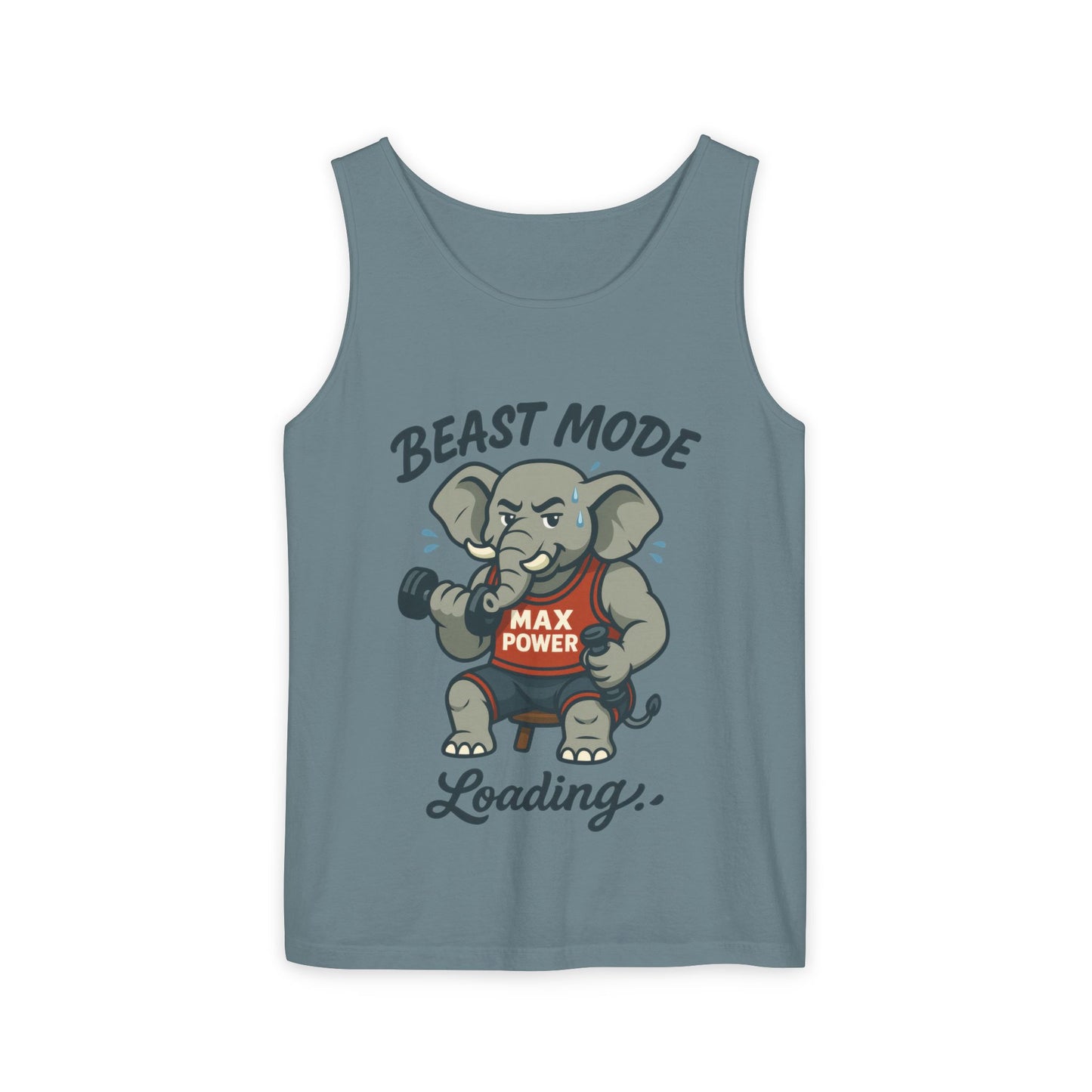 Beast Mode Elephant Gym Tank Top, Funny Workout Muscle Tank, Max Power Fitness Tank, Beast Mode Loading Mens Gym Top, Fitness Apparel