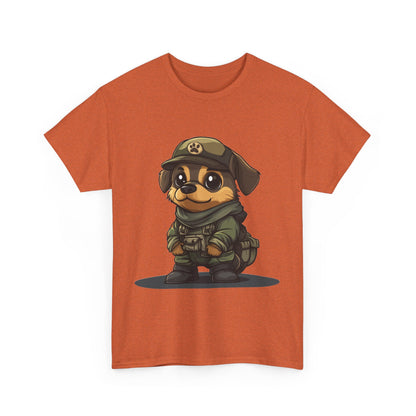Funny Dog Soldier Tee, Cute Military Dog Cartoon Unisex Heavy Cotton Tee , Pet Lover Gift, Gift for Dog Owners, Gift for Army Fans