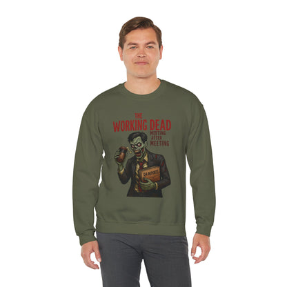The Working Dead Men's Funny Zombie Sweatshirt, Office Humor Crewneck, Halloween Work Top