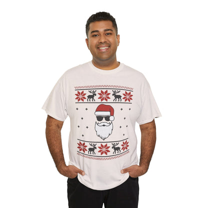 Cool Santa Men's T-Shirt, Funny Christmas Tee, Retro Knit Pattern Holiday Shirt