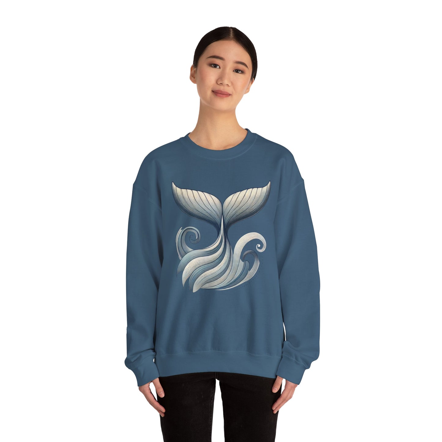 Whale Tail Ocean Sweatshirt, Unisex Heavy Blend Crewneck Sweatshirt, Nautical Coastal Sea Life Gift for Beach Lovers, Gift for Ocean Lovers