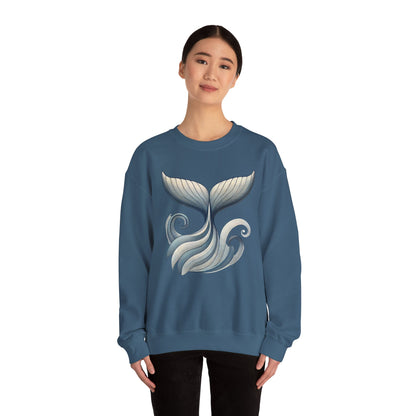 Whale Tail Ocean Sweatshirt, Unisex Heavy Blend Crewneck Sweatshirt, Nautical Coastal Sea Life Gift for Beach Lovers, Gift for Ocean Lovers