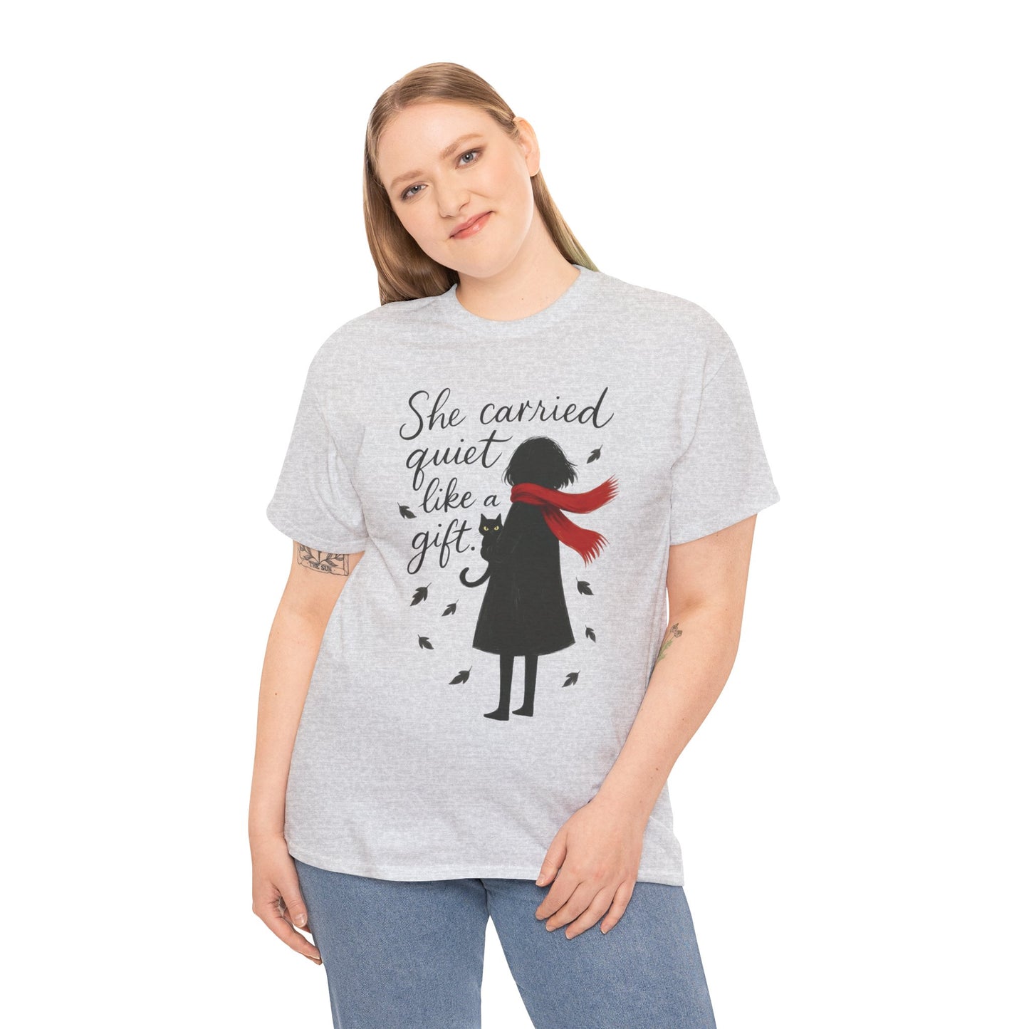 Cat Lover Womens T-Shirt, Whimsical Hand-Drawn Illustration Tee, Artistic Minimalist Gift for and Introverts, Cute Animal Apparel