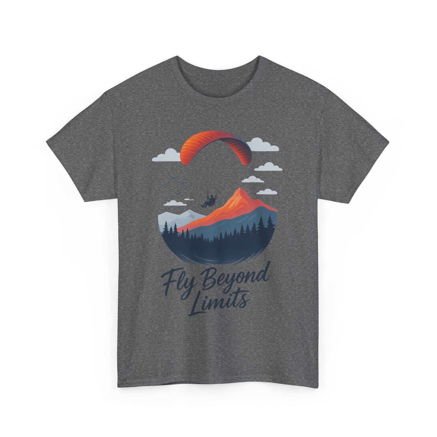 Paragliding Adventure T-Shirt, Mountain Landscape Tee, Nature Travel Lover Shirt, Outdoor Hiking Gift, Unisex Heavy Cotton Tee