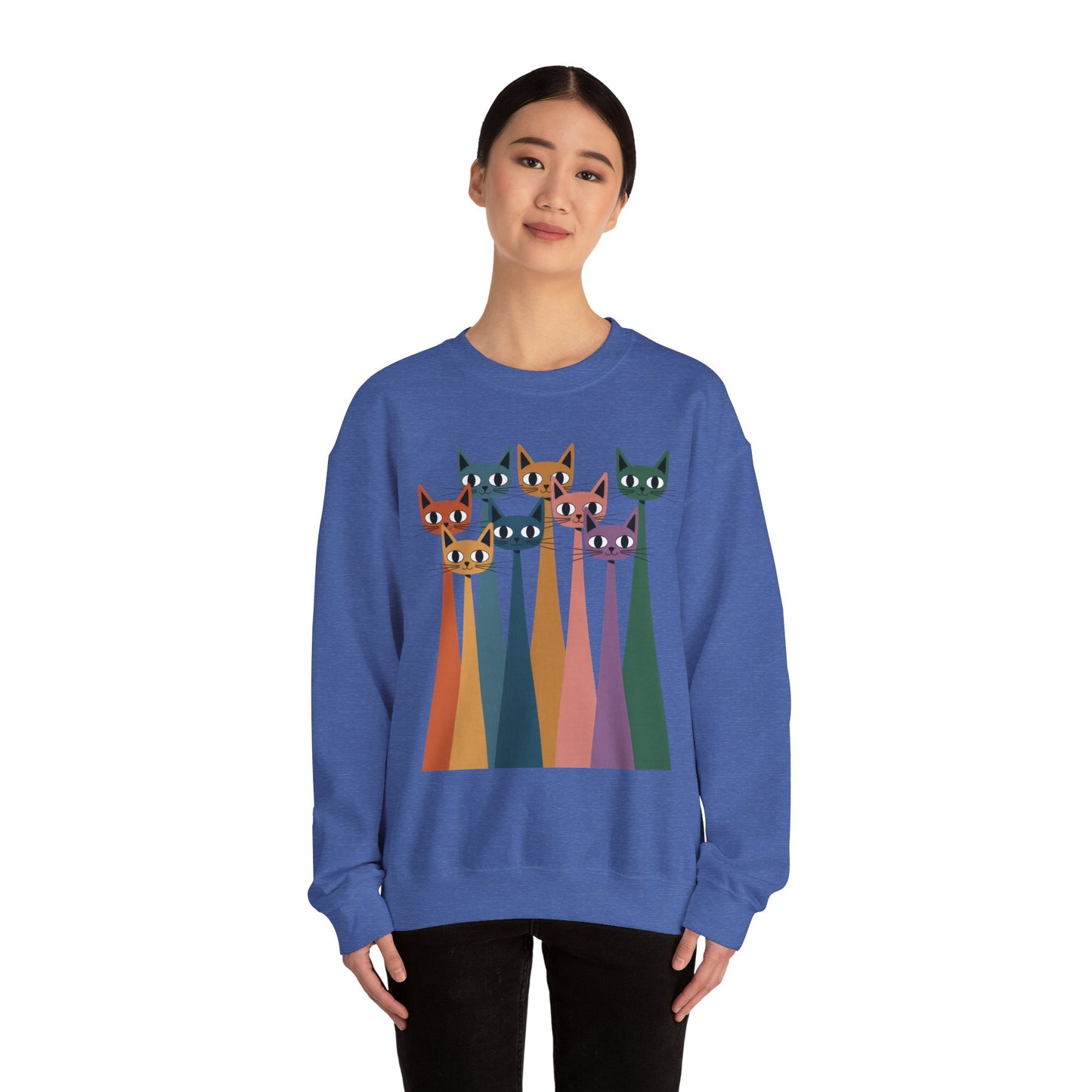 Colorful Cat Sweatshirt, Cozy Crewneck, Cat Lover Gift, Unisex Sweatshirt, Cute Animal Apparel, Fun Gift for Cat Owners