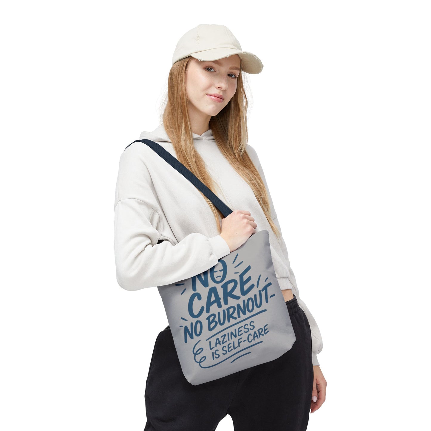 Laziness is Self-Care Funny Quote Bag, Oversized Reusable Canvas Shopping Tote, Sarcastic Self-Care Gift, Weekend Getaway, Everyday Use