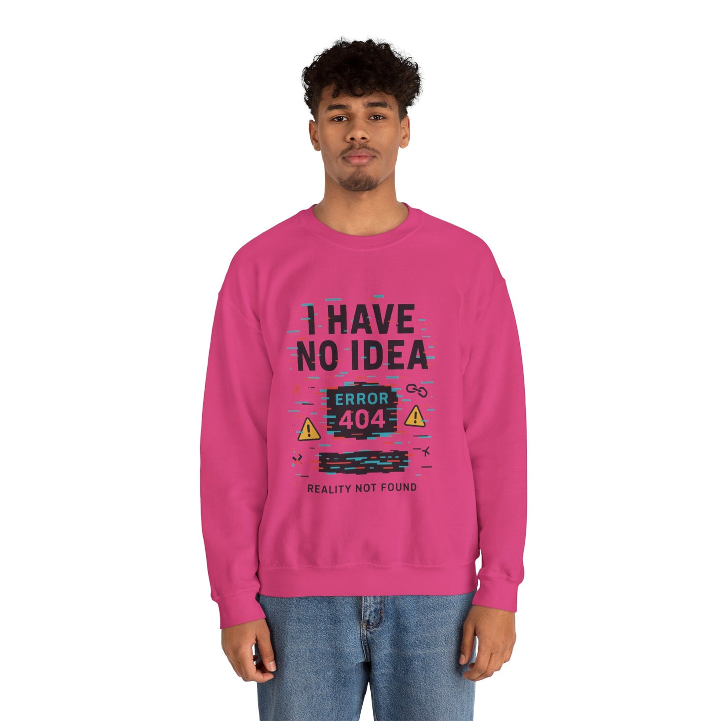Error 404 Humor Crewneck Sweatshirt, Comfy Unisex Oversized Sweater, Fun Casual Wear, Tech Lover Gift, Everyday Loungewear