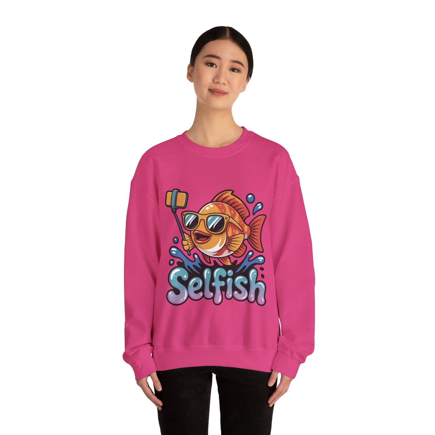 Selfish Womens Sweatshirt, Funny Selfie Pullover, Cute Ocean Pun Sweater, Playful Sea Life Gift, Fun Gift for Fish Lovers, Fishing Apparel