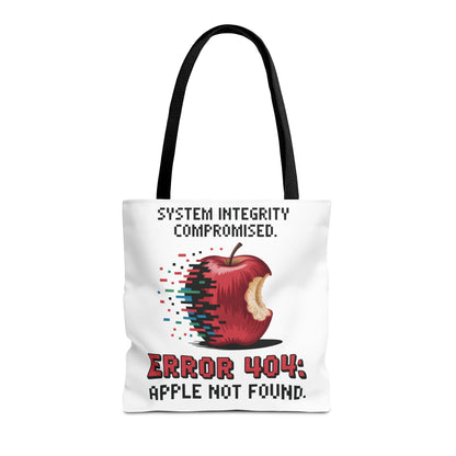 Error 404 Apple Tote Bag, Geek Tote, Funny Shopping Bag, Gift for Tech Lovers, Apple Lovers Tote, Digital Design Bag, Weekender Bag, Beach Bag, Large Canvas Bag