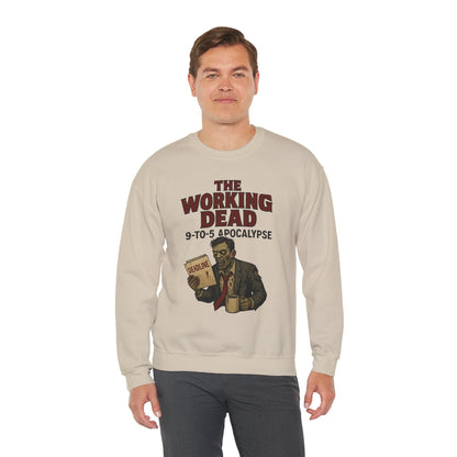 Men's The Working Dead 9-to-5 Apocalypse Sweatshirt, Funny Office Zombie Horror Pullover, Halloween Zombie Work Top