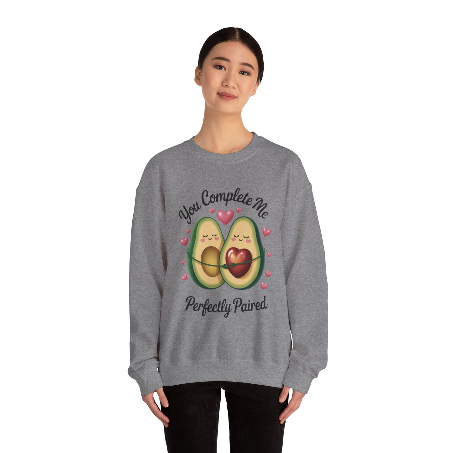 Cute Avocado Love Crewneck Sweatshirt, Sweatshirt for Couples, Perfect Gift for Valentines Day, Cozy Apparel, Avocado Lover Gift