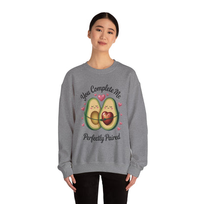 Cute Avocado Love Crewneck Sweatshirt, Sweatshirt for Couples, Perfect Gift for Valentines Day, Cozy Apparel, Avocado Lover Gift