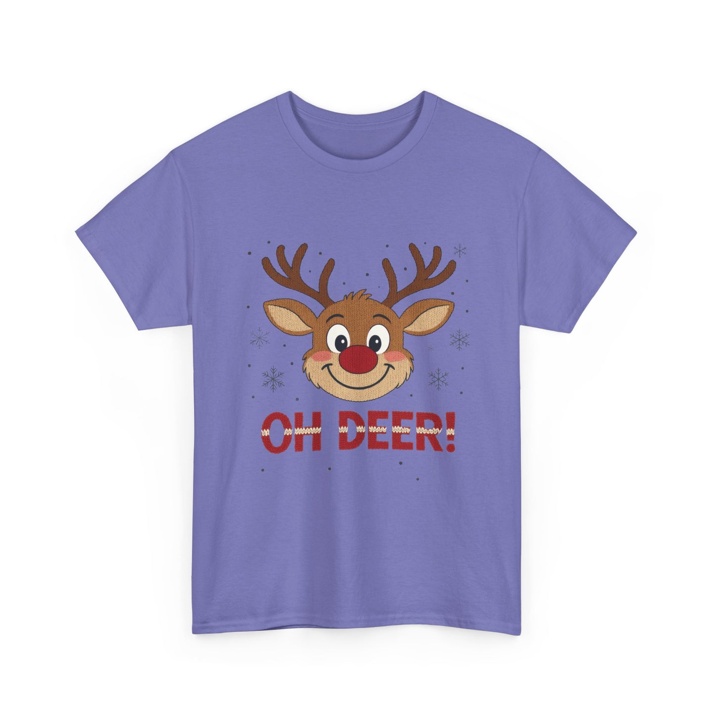 Women's Oh Deer Christmas T-Shirt, Cute Reindeer Holiday Graphic Tee, Women's Heavy Cotton Tee