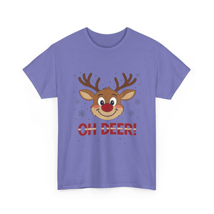 Women's Oh Deer Christmas T-Shirt, Cute Reindeer Holiday Graphic Tee, Women's Heavy Cotton Tee