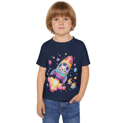 Easter Astronaut Bunny Toddler T-Shirt - Cute Rocket Bunny Space Tee for Kids, Fun Outer Space Easter Gift, Cotton Spring Shirt, Bunny Tee
