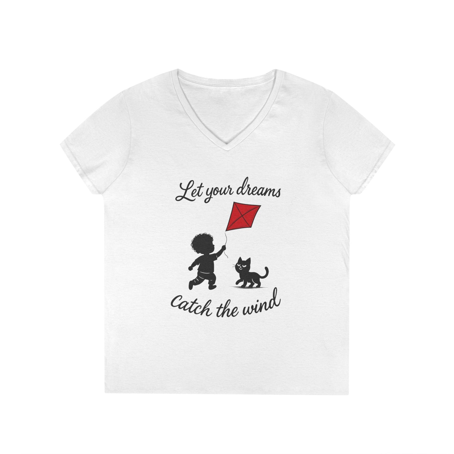 Cat Lover Girls' V-Neck T-Shirt, Gift for Birthday, Cat Lover T-Shirt, Cat Mom Gift, Gift for Kids and Animal Lovers