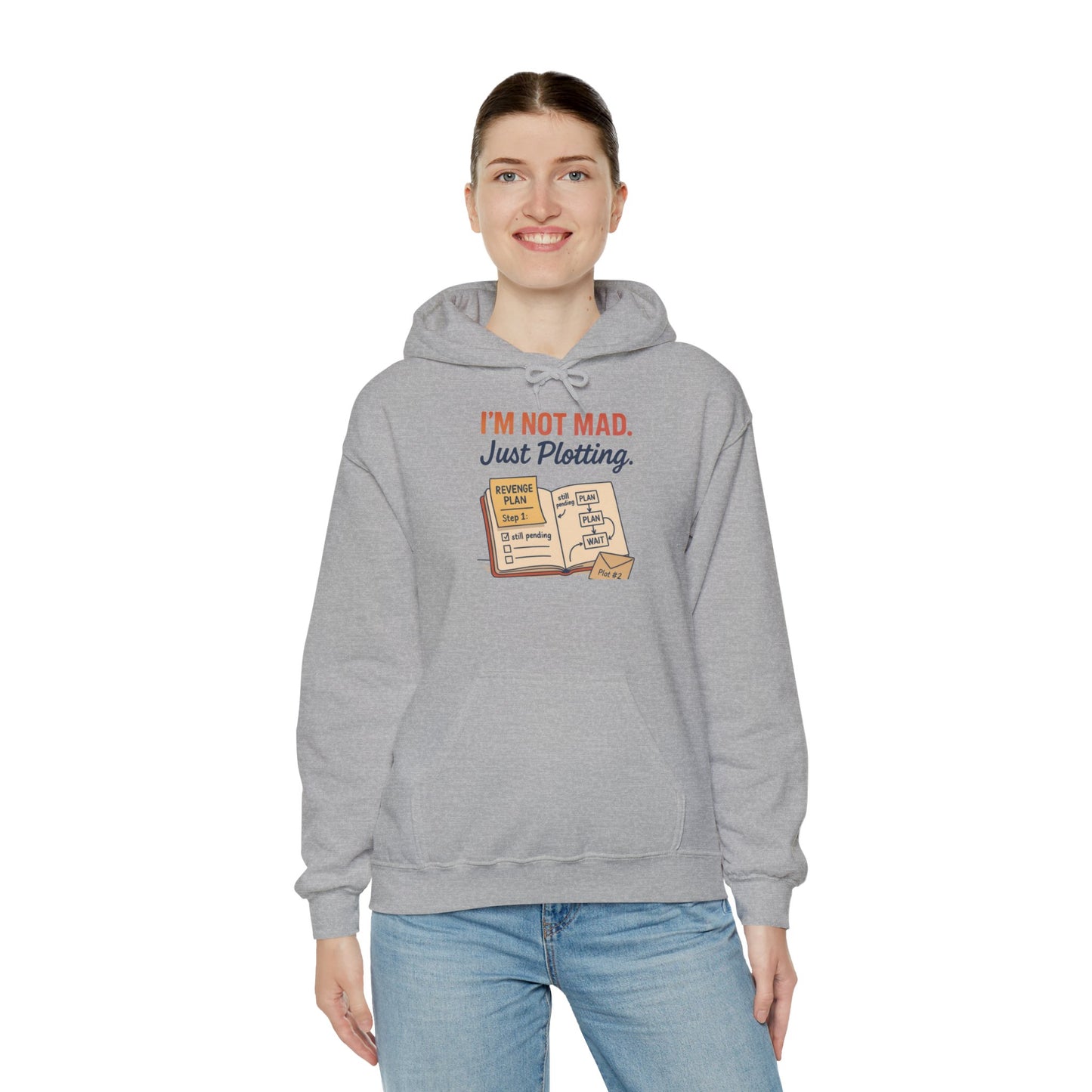 Sarcastic Womens Hoodie, Im Not Mad Just Plotting, Funny Passive Aggressive Sweatshirt Gift, Plotting Humor Hooded Womens Sweatshirt