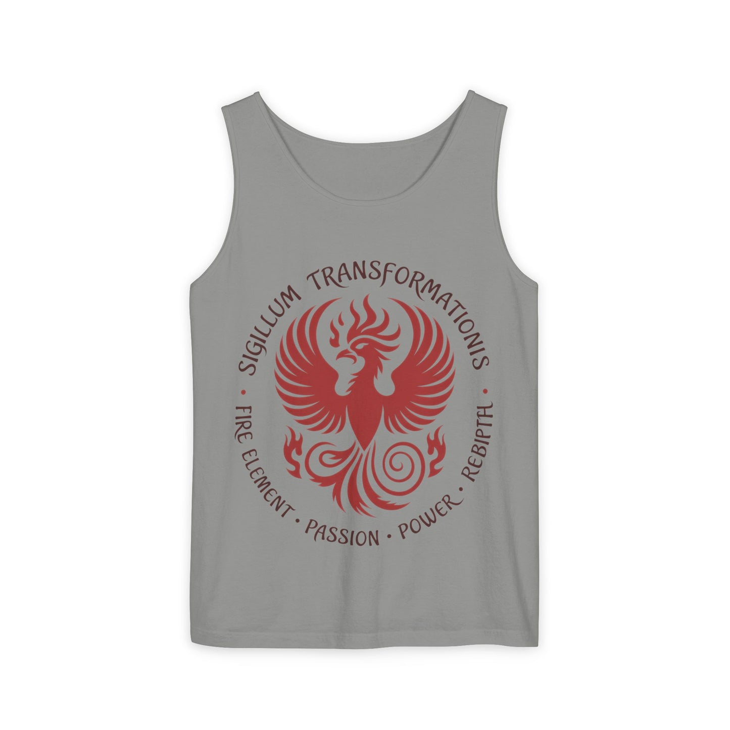 Phoenix Fire Element Tank Top, Sigillum Transformationis Seal, Passion Power Rebirth Totem, Phoenix Symbol Unisex Tank, Spiritual Tee